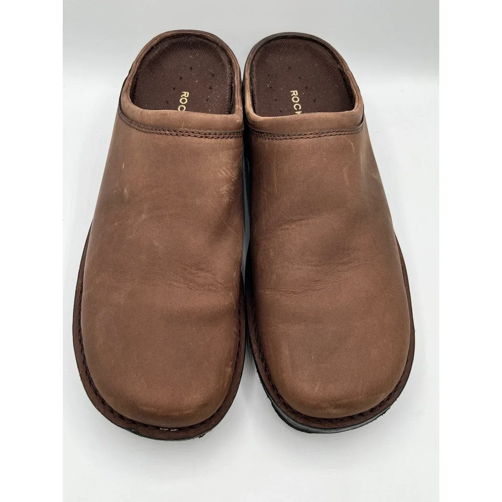 Rockport Men Brown Leather Clogs Mules Slip On Shoes APM30235M Size US 11 EU 45